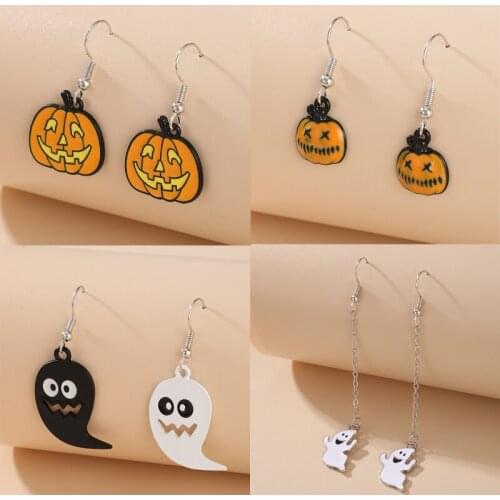 Tocona Lovely Pumpkin Drop Earrings for Women Girls Personality Hollow Fire Long Chain Dangle Earrings Jewelry Halloween Gift