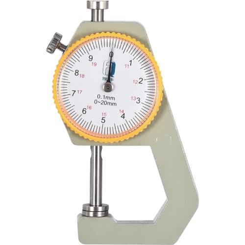 Uxcell Thickness Gauge 0-20x0.1mm Range Flat Anvil Round Dial Indicator Aluminum Alloy for Measuring Paper Film and Leather