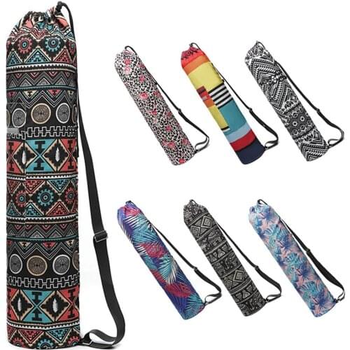 Top-Loading Yoga Mat Bags with Pocket Floral Printed Yoga Mat Bag with Adjustable Shoulder Strap and Reflective Trim