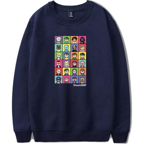 Dream SMP Neck Hoodie Letter Pattern Printed Harajuku Comfortable Cotton Unisex O-Neck Hoodie tops