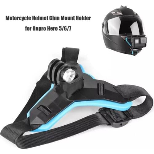 Motorcycle Helmet Chin Mount Holder Detachable Bracket Protective Stand with Fixing Strap for Sports Camera Mobile Phone