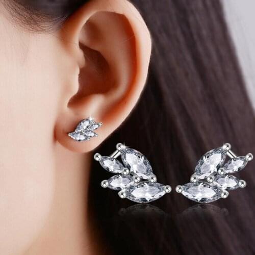 KOFSAC New Luxury Crystal Elegant Butterfly Wings Earrings For Women 925 Silver Stud Earring Fine Jewelry Valentines Day Gifts