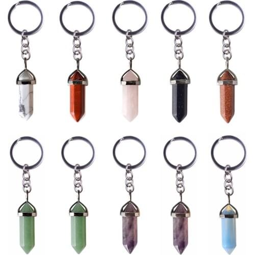 7 Chakras Keyring Charms Natural Stone Keychain Women Keyring Fashion Keyholder Boho Jewelry Car Keychain for Women