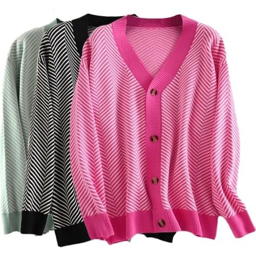 Single Breasted V Neck Women Button Black Christmas Cardigan Sweater Autumn Knitted Loose Oversized Jumper Top Jacket Coat