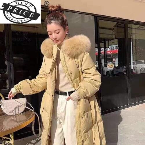 Winter Down Womens Jacket Woman Coat Female Jackets for Women Clothing 2021 20% White Duck Down Big Fur Hooded Coat Ropa Mujer