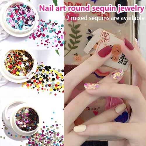 Nail Art 1 Boxed Ultra-thin Sequins Glitter Mixed Size Color Round DIY Nail Art Fashion Decoration Design Accessorie Sequins Hot