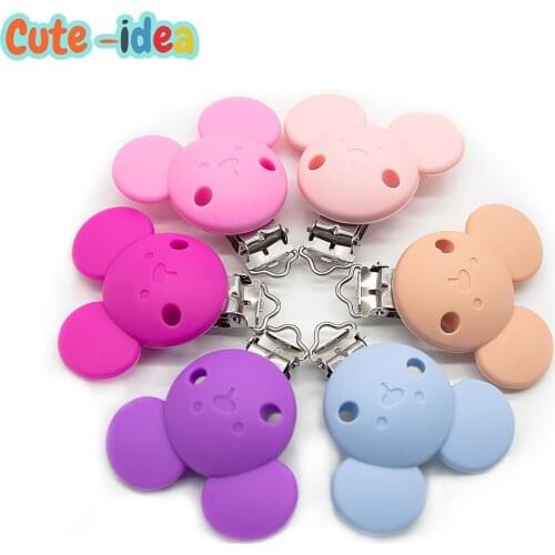 Cute-idea 1Pc Mouse Clips Food Grade Silicone Teethers for Baby Teething Pacifier chain Nursing Necklace Bracelet Accessories