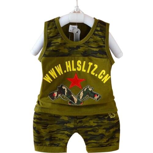 2018 Summer New Baby Boy Clothing Sets Cotton Camouflage Vest + Shorts Cartoon Baby Clothes Set 0- 2 Year Baby Suits
