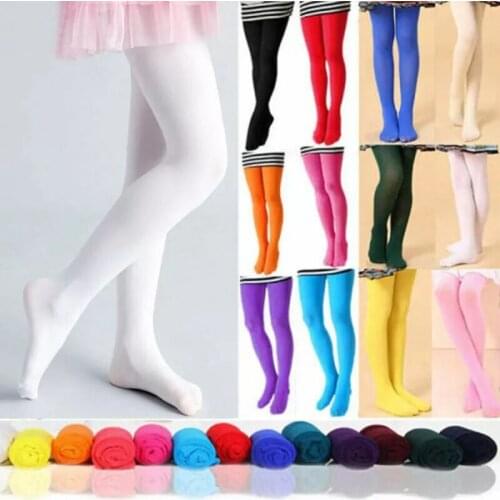 2021 Cute Girls Kids Tights Opaque Pantyhose Hosiery Ballet Dance Stockings Candy Colors 1Pair Age 1-12Y