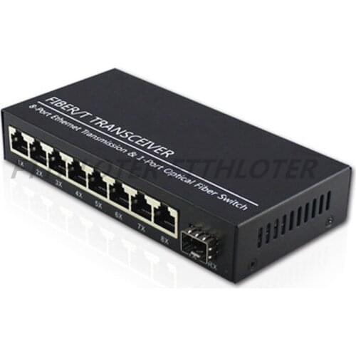 20KM SFP Gigabit Optical Fiber Transceiver SM Switch 1 Optical 8* RJ45 Converter SFP Media Converter