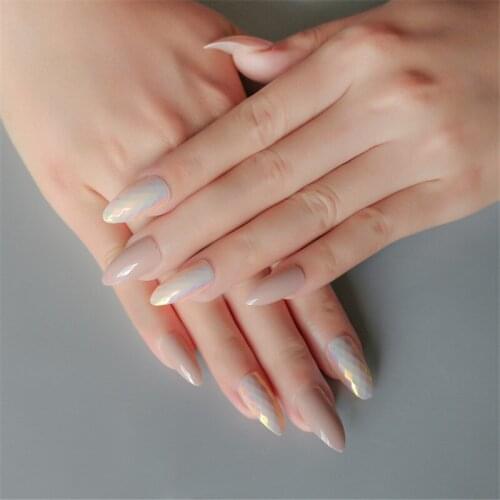 24Pc/set UV Gel Cover False Nail Micro Clear Fake Nail Press On Nail Art Summer Style Nail Tips With Glue Extension Manicure Art