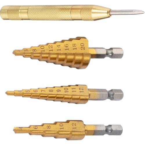 3Pcs High hardness Step Drill HSS Large Cobalt Hole Titanium Cone Step Drill Bit Cutter with Pouch For Wood Metal
