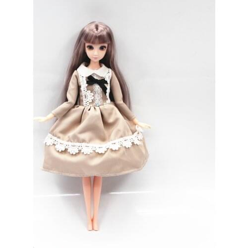 30cm Baby Doll with Dress 12inch Heigh 1/6 Bjd Doll with Black Eyes Bubble Skirt Doll Can Change Clothes Fashion Clothes Dress