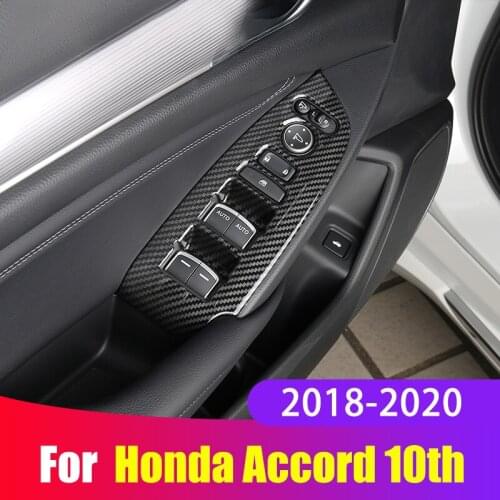 4pcs Car Window Switch Lift Button Frame Cover Trim Interior Mouldings For Honda Accord X 10th 2018 2019 2020 Accessories