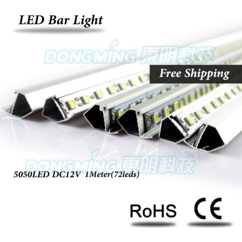 5pcs DC 12V 72 SMD 5050 LED Hard luces LED Strip Bar Light Factory Wholesale 100CM white/warm white + U/V Aluminium groove