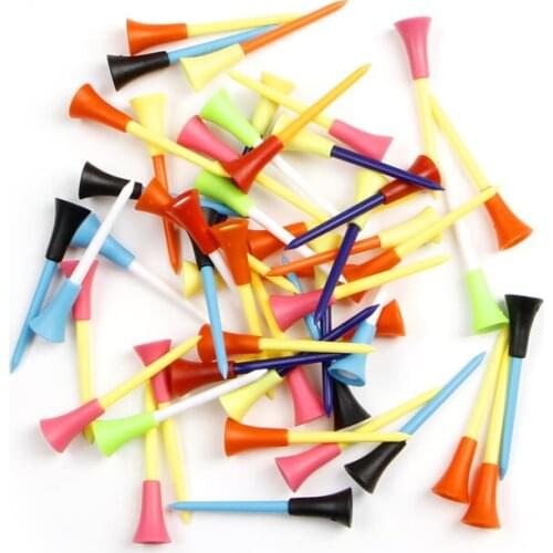 50pcs Golf Tools 83mm Multicolor Plastic Golf Tees Rubber Cushion Professional