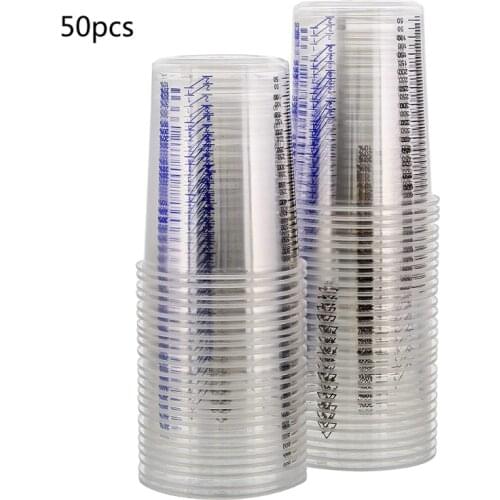 50Pcs Disposable Clear Graduated Plastic Mixing Cups for Paint UV Resin Epoxy