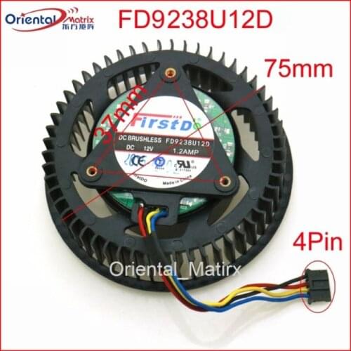 Free Shipping FD9238U12D 12V 1.2A 75mm 37*37*37mm VGA Fan For ASUS GTX960 TURBO GTX970 OC Graphics Card Cooler Cooling Fan