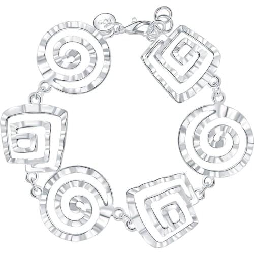 New 925 Sterling Silver Bracelet Pattern Square Bracelet For Woman Charm Jewelry Wedding Gift