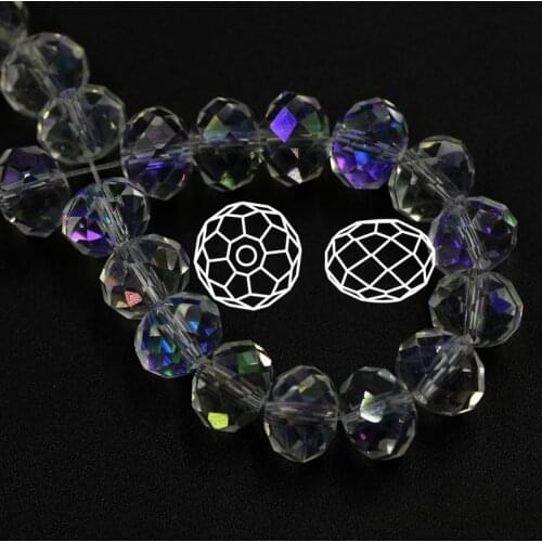100PCS 8MM White AB Plating Crystal Bead Rondelle Loose Faceted Glass Beads Spacers Beads for Bracelet Jewelry Making