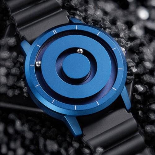 New Fashion Mens Watches Blue Gold Magnetic Multi-function Wristwatch Rubber Sports Quartz Simple Male Clock relogio masculino