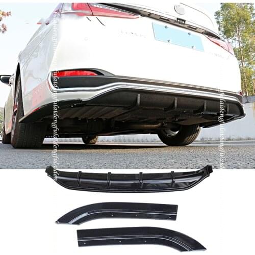 3pcs Carbon fiber Black Rear Bumper Spoiler Lip Diffuser Trim Cover For Lexus ES ES200 260 300H 2018-2021 Car Accessories