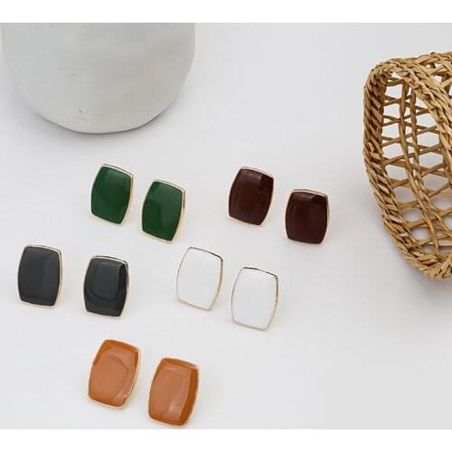 Morandi Color Stud Earrings boucle oreille femme Korean Style Earrings for Women Square Geometric Statement Unusal Earrings