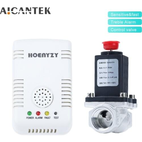 1/2" 3/4" Emergency Automatic Shut Off Solenoid Valve DN15 DN20 With LPG Natural Gas leakage Detector Leak Alarm Safety Sensor
