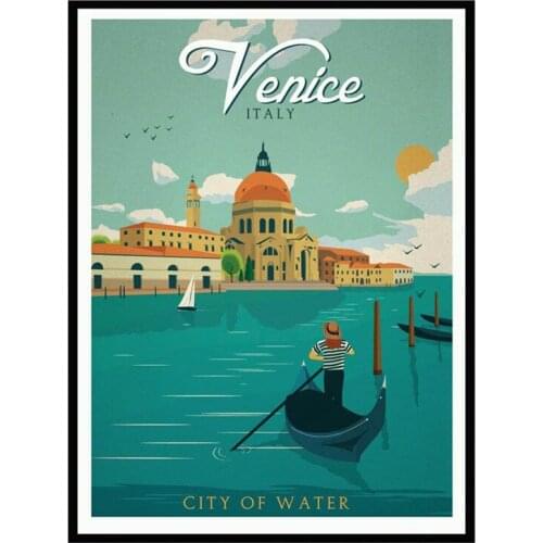 Landscape City Printed Water-Soluble Canvas 11CT Cross Stitch Embroidery Set DMC Threads Handiwork Craft Handmade Mulina