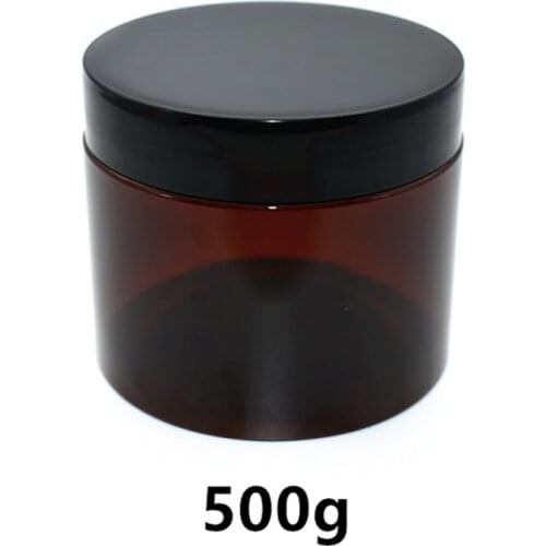 500ml Brown Wide Mouth Bottle With Black Lid (No Liquid)