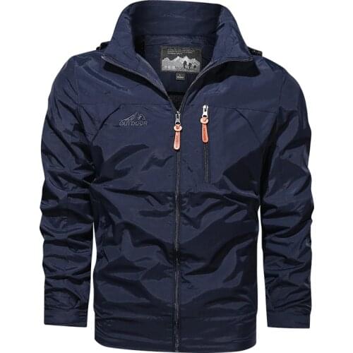 Spring Autumn Fashion Casual Military Thin Jacket Men Solid Zipper Pocket Waterproop Hooded Coat Casaco masculina Size 5XL