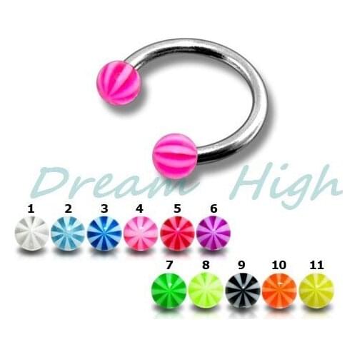 Fancy UV Ball CBR Lip Ring Ear piercing Belly Ring Bodoy Jewelry Free Shipping 500pcs/lot 16G Mixed Color