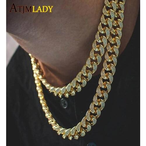 2020 high quality Iced out bling hip hop men boy jewelry 5A cubic zirconia CZ miami cuban link chain cool choker necklace