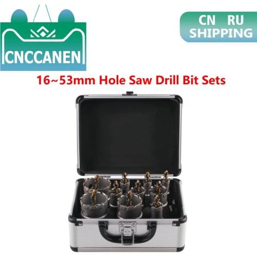 10PCS/Set 16mm~53mm TCT Hole Saw Drill Bit sets Alloy Carbide Cobalt Steel Cutter Stainless Steel Plate Iron Metal Cutter