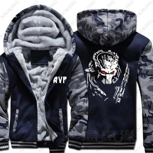 New Winter Warm Movie Aliens vs Predator Hoodies Predators Hooded Coat Thick Zipper Fashion cardigan Jacket Sweatshirt
