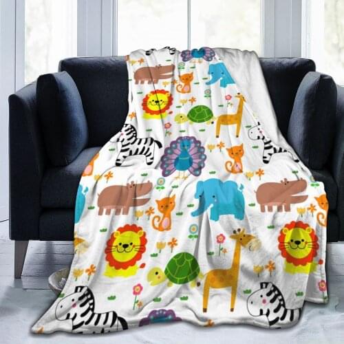 Cute Cartoon Animals Pattern Super Soft Cozy Fleece Blanket For Kid Adult Colorful Summer Winter Family Dropship Family Throws