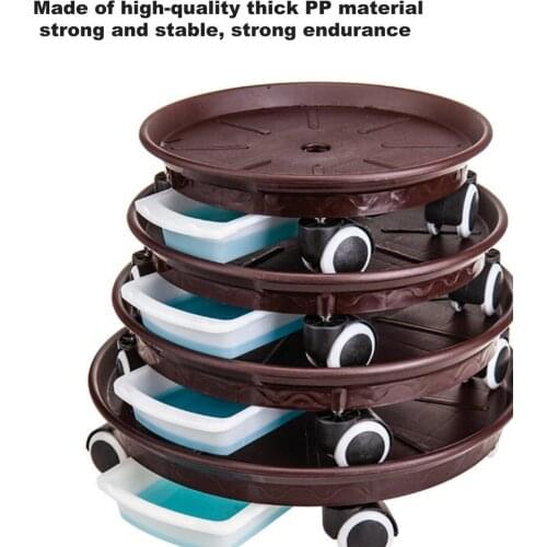 Movable Plant Flower Pot Stand With Wheels Indoor Planter Caddy Round Flower Pot Mover Trolley Plant Stand With Rolling Wheels