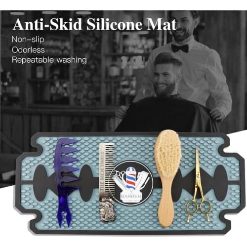 Professional Barbershop Folding Hair Salon Countertop Slip Silicone Mat Salon Thicken Slip Comb Hairdressing Tool Mat