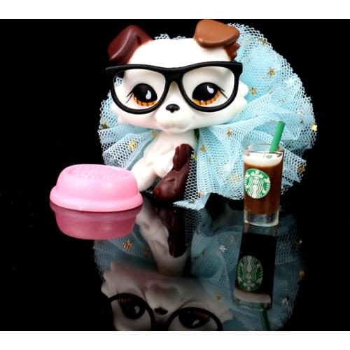 Rare Pet Shop OOAK White &Brown Collie Dog Accessories Skirt lps #O025