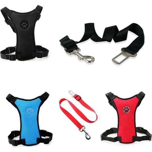 Dog Harness Car Safety Seat Belt Leash Mesh Chest Strap Multi-function Breathable Pet Supplies
