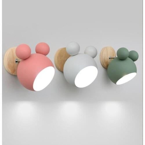 Nordic wooden wall lamps cute coloful wall sconces kitchen restaurant macaroon Decorative Bedside lamp E27