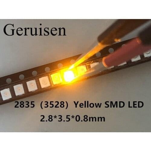 SMD LED 2835 Yellow 0.2W 2.0-2.6V 580-590NM PLCC-2 SMD/SMT 2V 3.5*2.8*0.8MM 60Ma 3528 2835 led/3000PCS