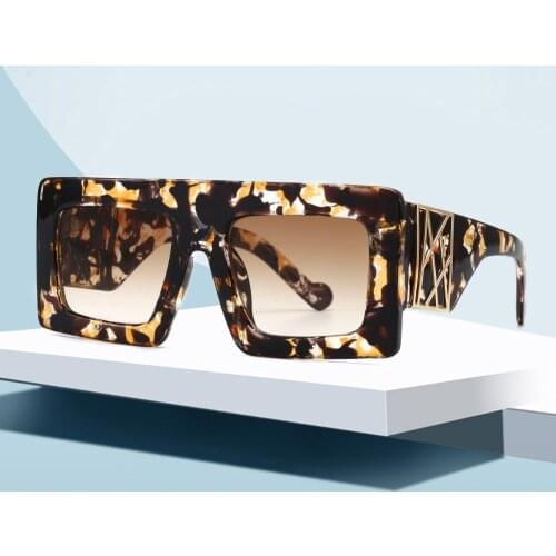 New Oversized Square Sunglasses Women 2020 Luxury Brand Fashion Leopard Black Sun Glasses Men Gafas Shade Mirror Visor Oculos