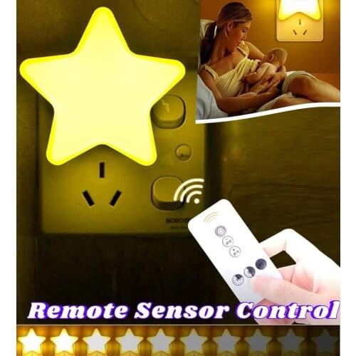 LED Night Lights Remote Sensor Control Star Bedside Wall Lamp Mini Cartoons Sleeping Light Nursery Baby Kids Childrens Bedroom