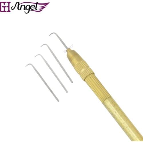 4 Size Ventilating Needles(1-1,1-2,2-3,3-4)+1 Brass Holder Make/Making/Repair Lace Wigs Toupee Hairpiece Wig Knotting Hook Sets