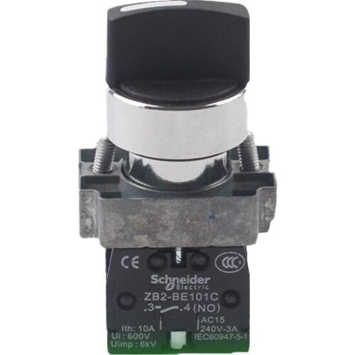 Second Gear Self-reset Knob Switch XB2BD41 Two-position Selector Switch 22mm Handle Switch Reset Type Plastic Ce Short Handle