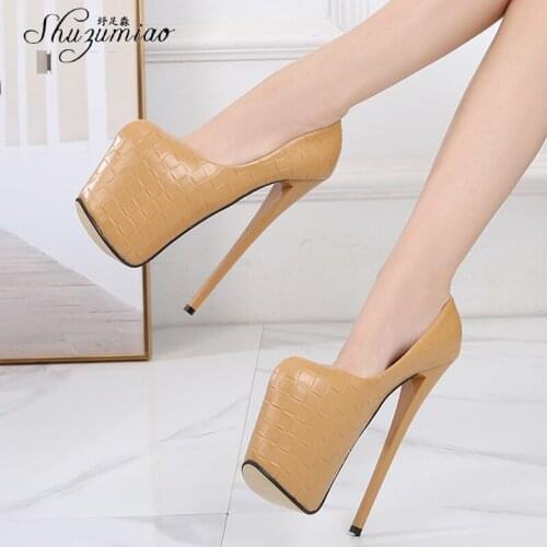 Voesnees Womens Pumps Shoes Women 2020 Autumn Winter Large Size Single Shoes Artificial PU Solid Color 19cm Female High Heels