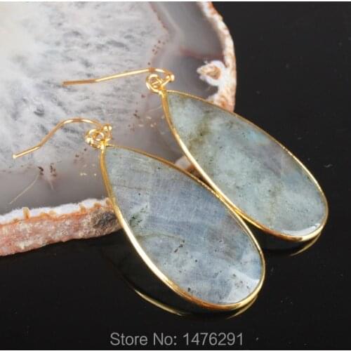 2016 Best Gift Natural Labradorite Drop Hook Dangle Earrings 1Pair