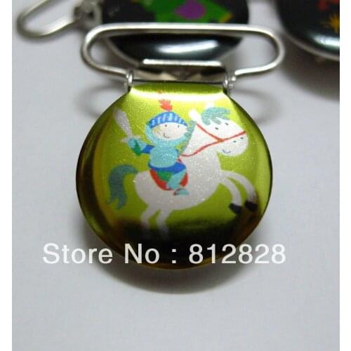 25pcs 1'' 25mm Enamel Knights Round Suspender Clips
