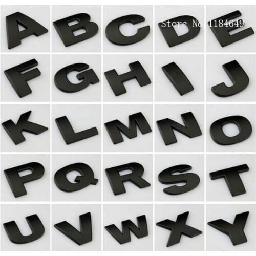 4pcs DIY 3D metal sticker car styling accessories BLACK matte alphabet letters decal spell for SEAT leon NISSAN TOYOTA CITROEN